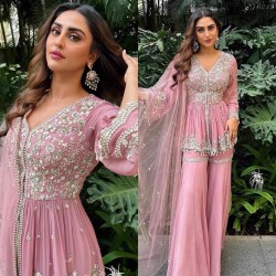 Pink color designer sharara suit style